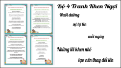 🔷 Bộ 4 Tranh Khen Ngợi – Động Viên Con (Anh – Việt)